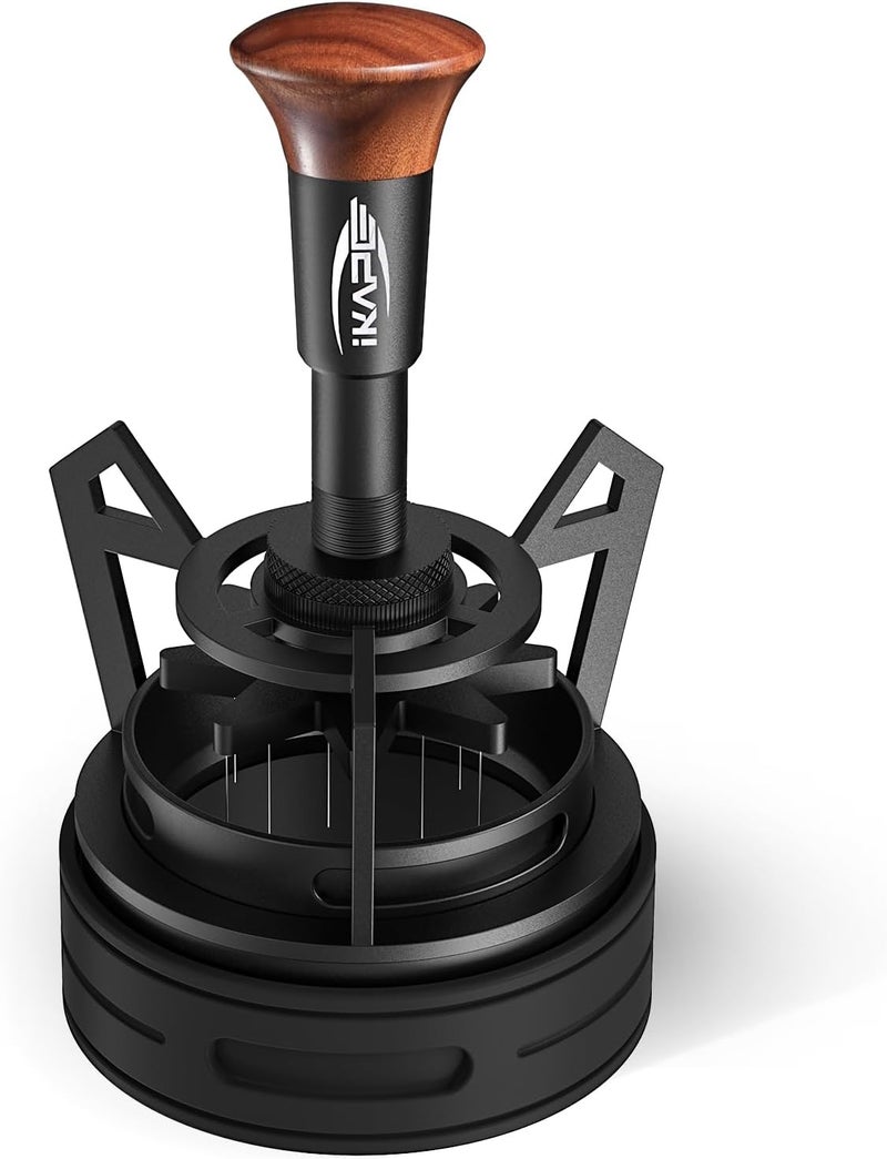 IKAPE Espresso Coffee V3 WDT Tool, 58mm Stirrer Distribution Tool, Equipped with 8-needle Stirrer, Adjustable Needle Height, Coffee Stirrer with Dosing Funnel & Stand - Image 1